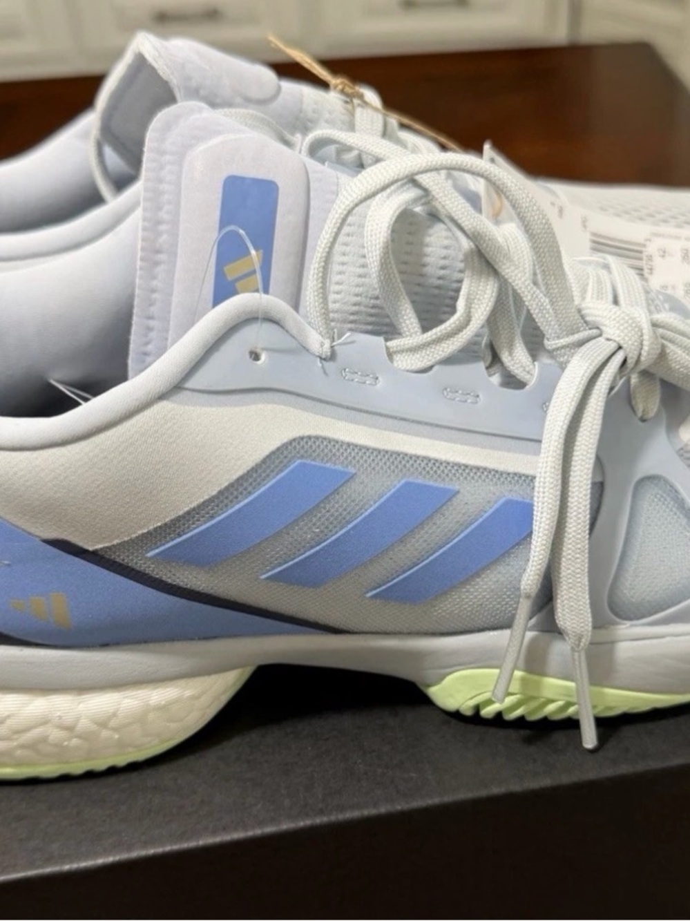 adidas Light Gray Sneakers with Pale Blue Logo - Picture 2 of 6